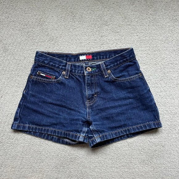 Vintage 2002 Tommy Hilfiger Womens Jill Denim Shorts Blue Tommy Jeans Size 24